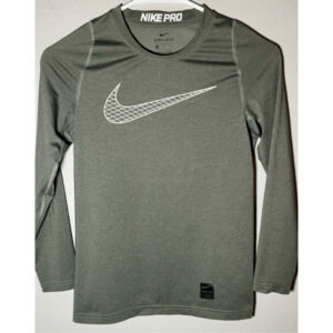 Nike Pro Dri-fit Gray Long Sleeve Activewear T-shirt Boys Sz M